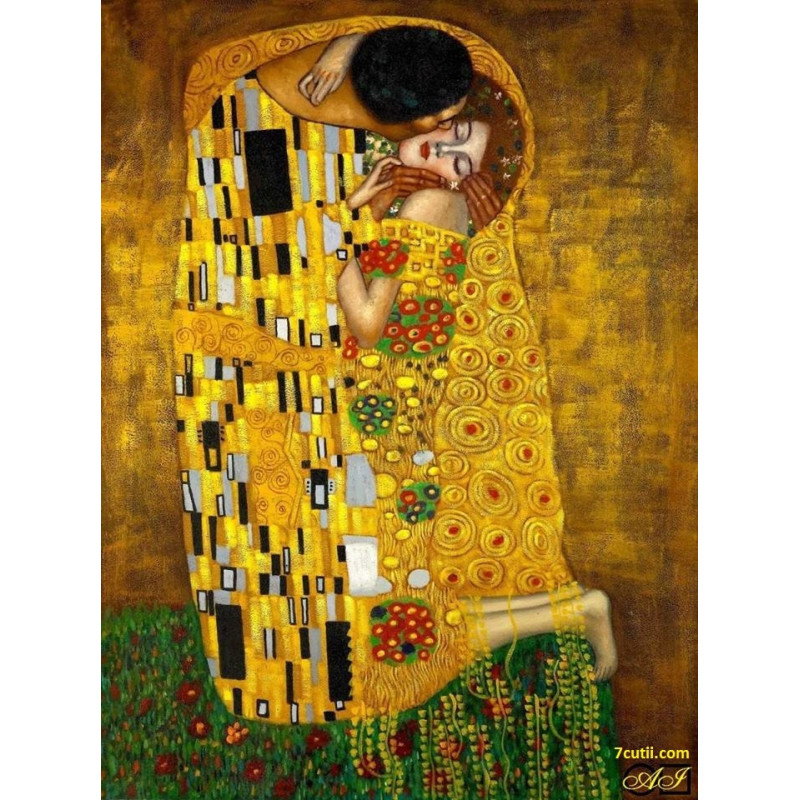 Goblen cu diamante - Sarutul - dupa imaginea lui Gustav Klimt