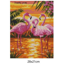 Goblen cu diamante Flamingo-urile roz