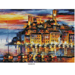 Goblen cu diamante - Portul din Can - Franta ( dupa pictura lui Leonid Afremov)