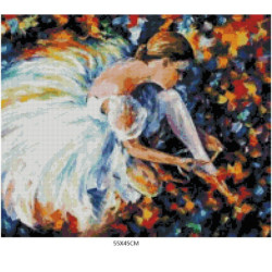 Goblen cu diamante - Balerina inainte de spectacol ( dupa pictura lui Leonid Afremov )