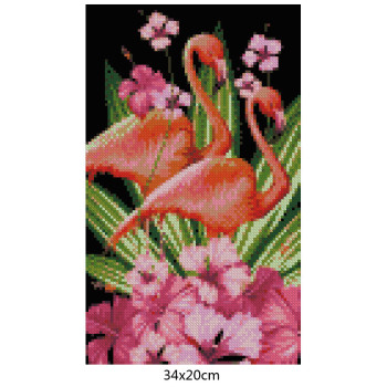 Goblen de diamante - Flamingouri si flori