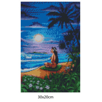 Goblen  de  diamante - Frumoasa hawaiana se bucura de apusul soarelui