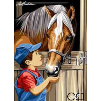Goblen  de  diamante - Baiatul si calul - Amici