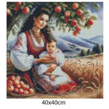 Goblen  de  diamante - Mama si copil langa lanul de grau
