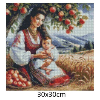 Goblen  de  diamante - Mama si copil langa lanul de grau