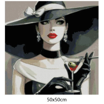 Goblen  de  diamante - Doamna eleganta cu martini