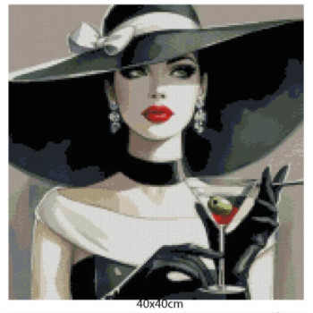 Goblen  de  diamante - Doamna eleganta cu martini