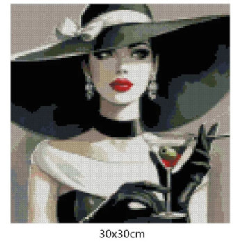 Goblen  de  diamante - Doamna eleganta cu martini