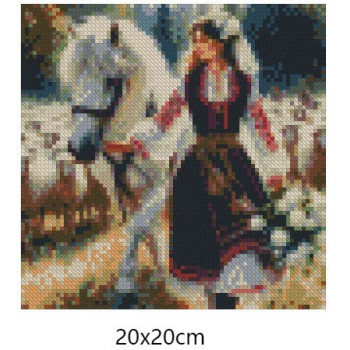Goblen de diamante - Ilinca - fata cu bujori albi