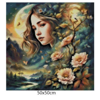 Goblen  de  diamante - Puritate si flori la lumina lunii