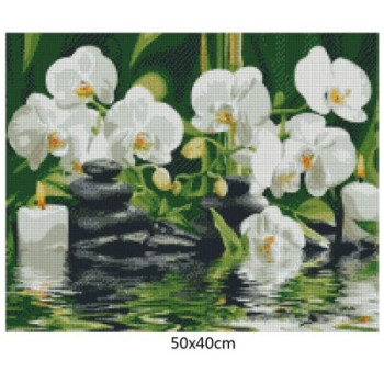 Goblen  de  diamante - Relaxare si orchidei albe