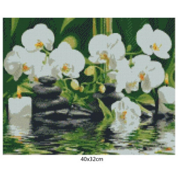 Goblen  de  diamante - Relaxare si orchidei albe
