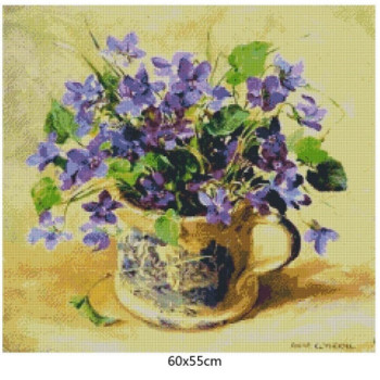 Goblen  de  diamante - Semne de primavara - Panselute violet