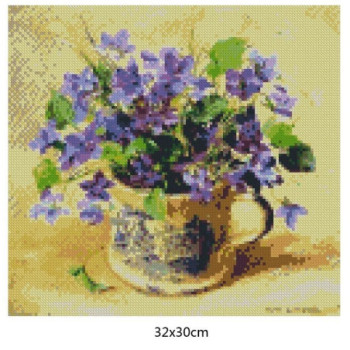 Goblen  de  diamante - Semne de primavara - Panselute violet