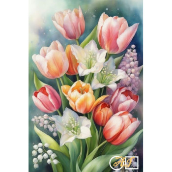 Goblen  de  diamante - Buchet incantator cu lalele