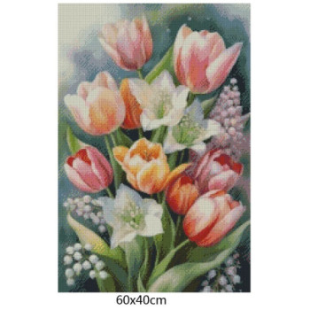Goblen  de  diamante - Buchet incantator cu lalele