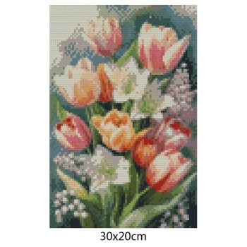 Goblen  de  diamante - Buchet incantator cu lalele