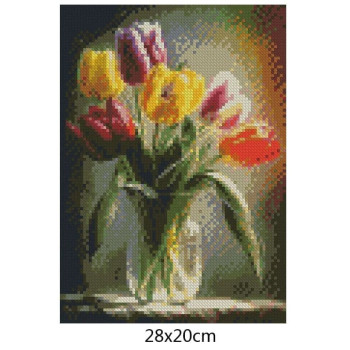 Goblen  de  diamante - Vaza cu lalele colorate