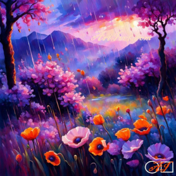 Goblen  de  diamante - Ploaie violeta
