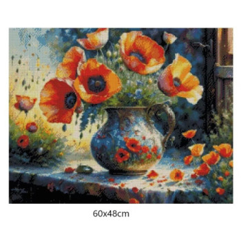 Goblen  de  diamante - Incantatoare vaza cu maci