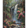 Goblen  de  diamante - Cascada unde infloresc trandafiri roz