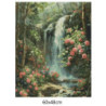 Goblen  de  diamante - Cascada unde infloresc trandafiri roz