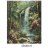 Goblen  de  diamante - Cascada unde infloresc trandafiri roz