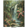 Goblen  de  diamante - Cascada unde infloresc trandafiri roz