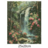 Goblen  de  diamante - Cascada unde infloresc trandafiri roz