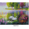 Goblen  de  diamante - Lebede albe la lacul cu flori colorate