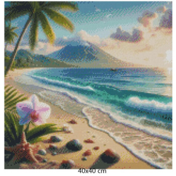 Goblen  de  diamante - Coasta tropicala la poalele vulcanului