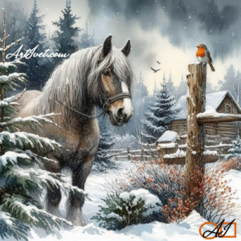 Goblen  de  diamante - Calul alb si pasarea