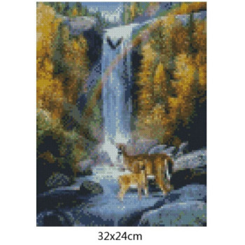 Goblen  de  diamante - Caprioarele si cascada