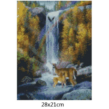 Goblen  de  diamante - Caprioarele si cascada