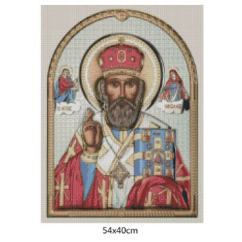 Goblen  de  diamante - Sfantul Nicolae - varianta 2 cu fundal in alb