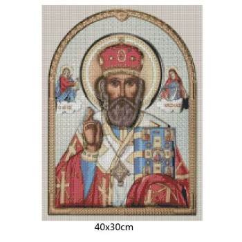 Goblen  de  diamante - Sfantul Nicolae - varianta 2 cu fundal in alb
