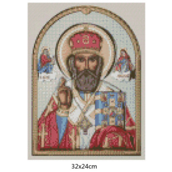 Goblen  de  diamante - Sfantul Nicolae - varianta 2 cu fundal in alb