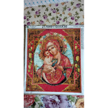 Goblen  de  diamante - Bucuria bucuriilor - fecioara cu pruncul