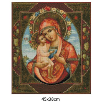 Goblen  de  diamante - Bucuria bucuriilor - fecioara cu pruncul