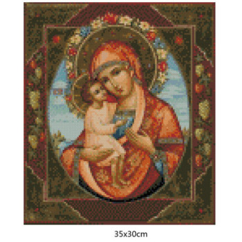 Goblen  de  diamante - Bucuria bucuriilor - fecioara cu pruncul