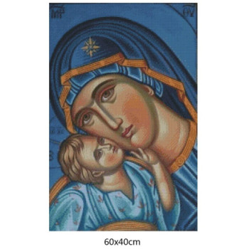 Goblen  de  diamante - Icoana Maicii Domnului cu pruncul - Mama si copil