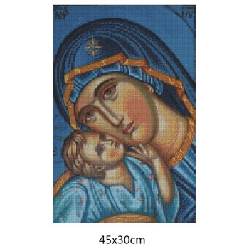 Goblen  de  diamante - Icoana Maicii Domnului cu pruncul - Mama si copil