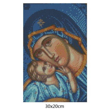 Goblen  de  diamante - Icoana Maicii Domnului cu pruncul - Mama si copil