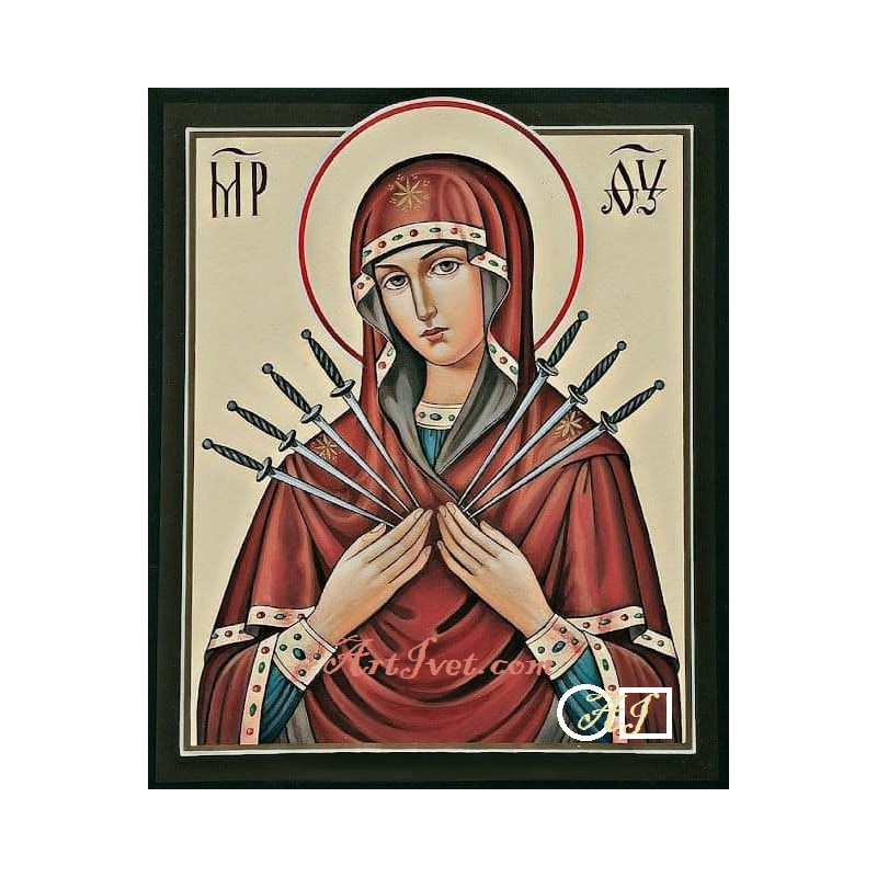 Goblen  de  diamante - Icoana Fecioara Maria cu 7 sageti