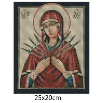 Goblen  de  diamante - Icoana Fecioara Maria cu 7 sageti