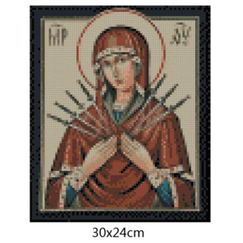 Goblen  de  diamante - Icoana Fecioara Maria cu 7 sageti