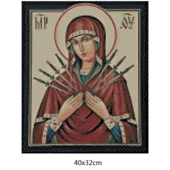 Goblen  de  diamante - Icoana Fecioara Maria cu 7 sageti