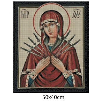 Goblen  de  diamante - Icoana Fecioara Maria cu 7 sageti