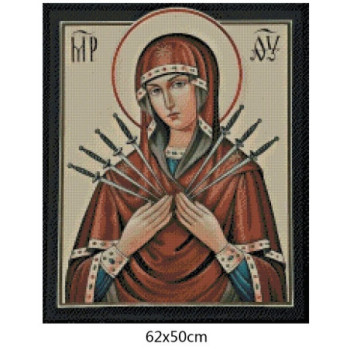 Goblen  de  diamante - Icoana Fecioara Maria cu 7 sageti