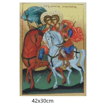 Goblen  de  diamante - Sfintii Mucenici Dimitrie si Gheorghe